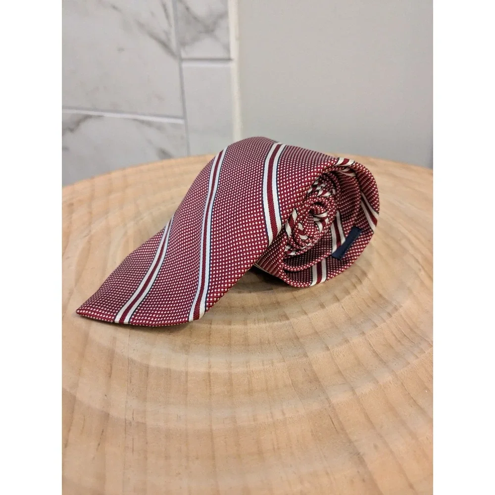 NWT Brooks‎ Brothers Men's Red White Stripe Silk Tie Made in USA